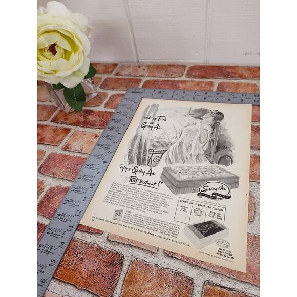 1950 Wake Up Fresh as Spring Air Enjoy a Rest Treatment Mattress Vtg Print Ad - Picture 5 of 7